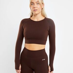 AYBL Women's Brown Long Sleeve Crop Top
